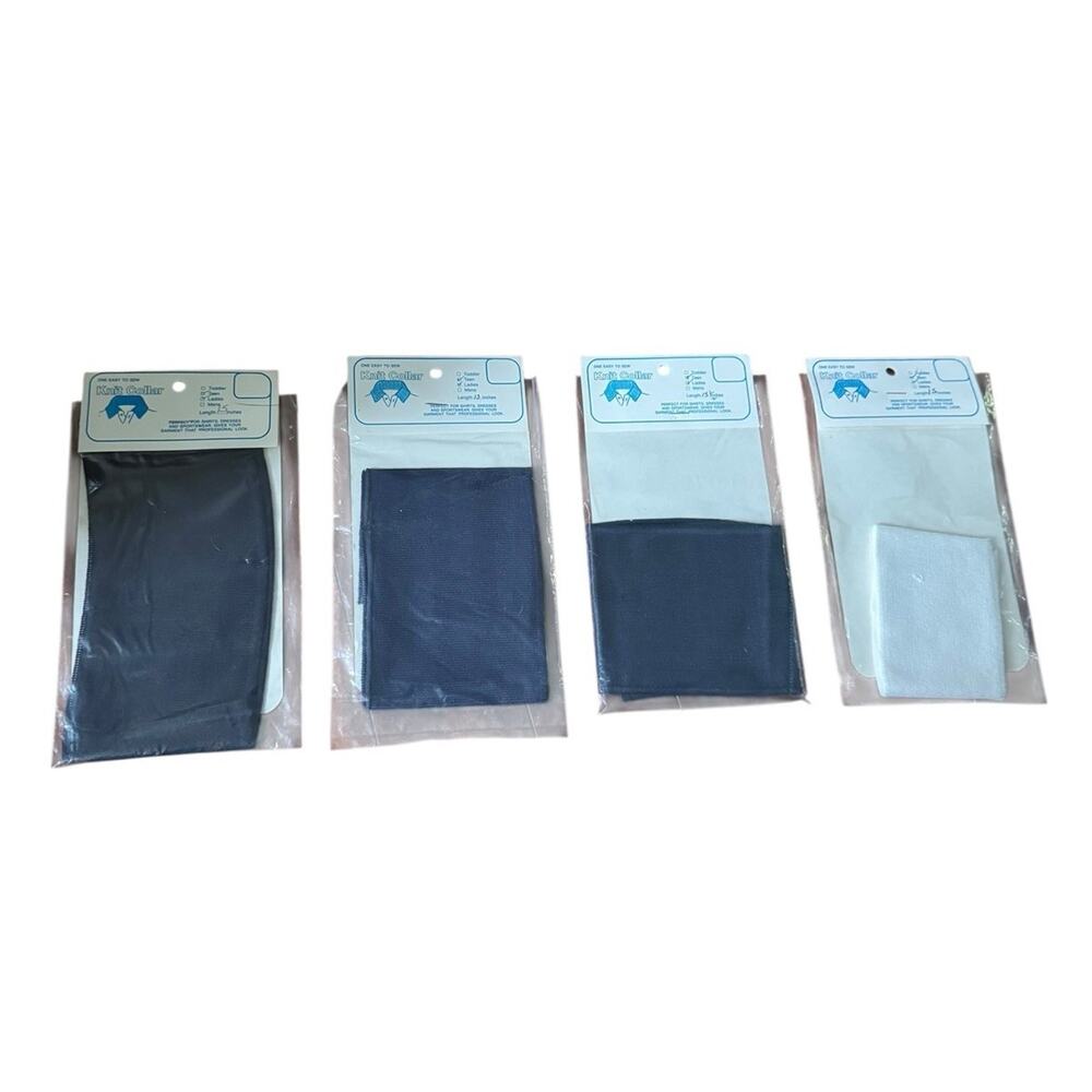 Vintage Easy To Sew Knit Collars (4) Navy + White (1) NOS Costume Sewing‎ Repair